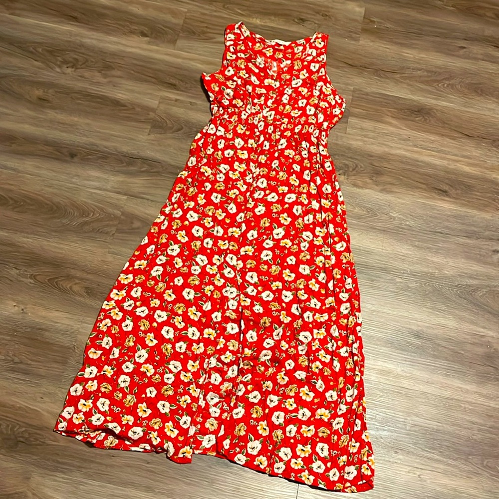 V-neck A-line Dress with Elastic Waist